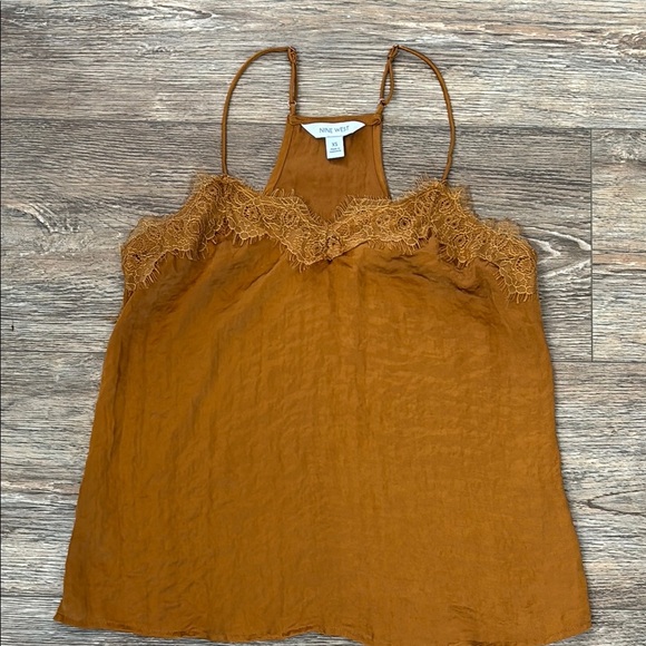 Nine West Burnt Gold Lace Silk Camisole ideal for layering Women's Size XS - Picture 1 of 10